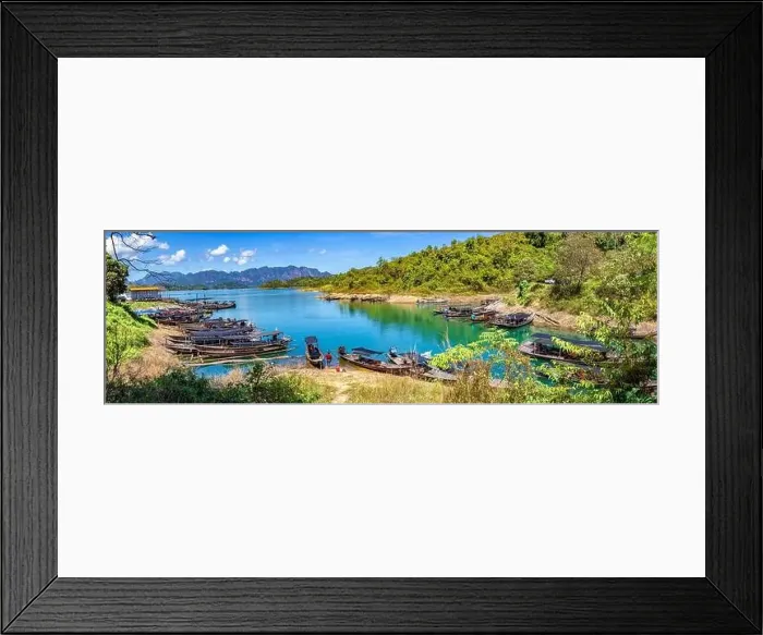 Framed Print : Pier harbour of Khao Sok national park Cheow Lan Dam lake in Surat Thani, Thailand Framed Print : Pier harbour of Khao Sok national park Cheow Lan Dam lake in Surat Thani, Thailand