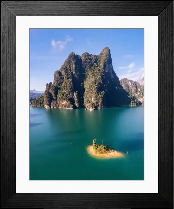 Framed Print : Aerial view of Khao Sok national park Cheow Lan Dam lake in Surat Thani, Thailand