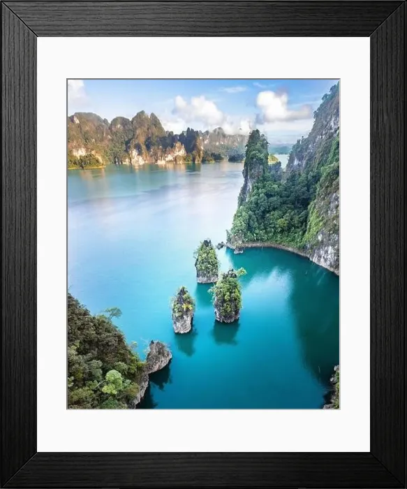Framed Print : Aerial view of Khao Sok national park Cheow Lan Dam lake in Surat Thani, Thailand