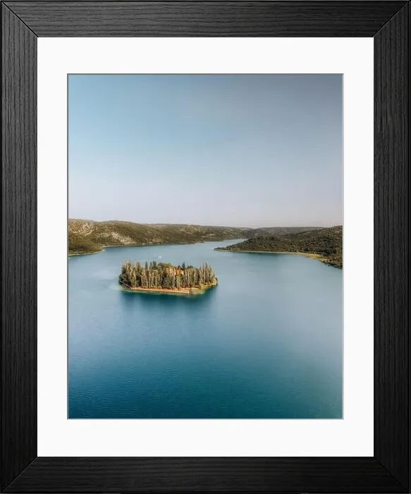 Framed Print : Aerial view of Visovac Monastery Framed Print : Aerial view of Visovac Monastery