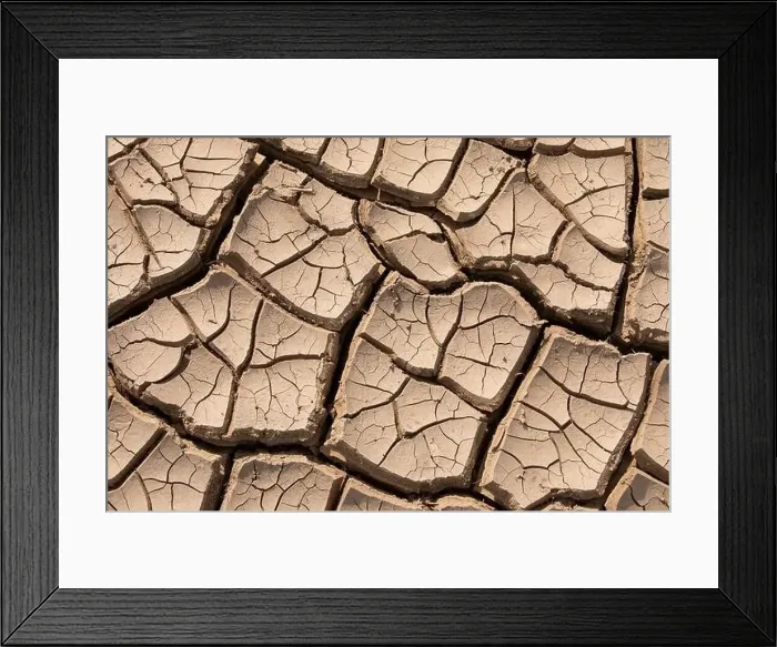 Framed Print : Closeup cracked earth with dry soil Framed Print : Closeup cracked earth with dry soil