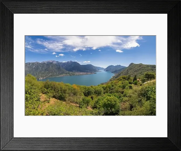 Framed Print : Beautiful aerial panoramic view of Bellagio from the drone - famous touristic Italian town along the lake Como