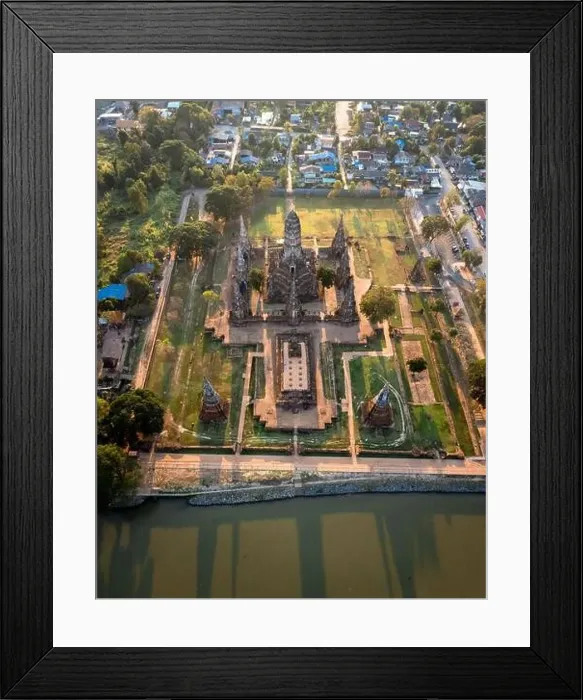 Framed Print : Aerial view of Wat Chaiwatthanaram ruin temple in Ayutthaya, Thailand