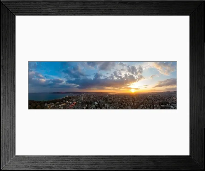 Framed Print : Panoramic view of the amazing sunset sky over the city Framed Print : Panoramic view of the amazing sunset sky over the city
