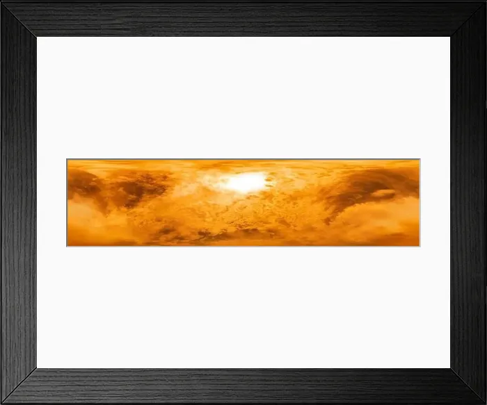 Framed Print : Golden burning overcast sunset sky panorama Framed Print : Golden burning overcast sunset sky panorama