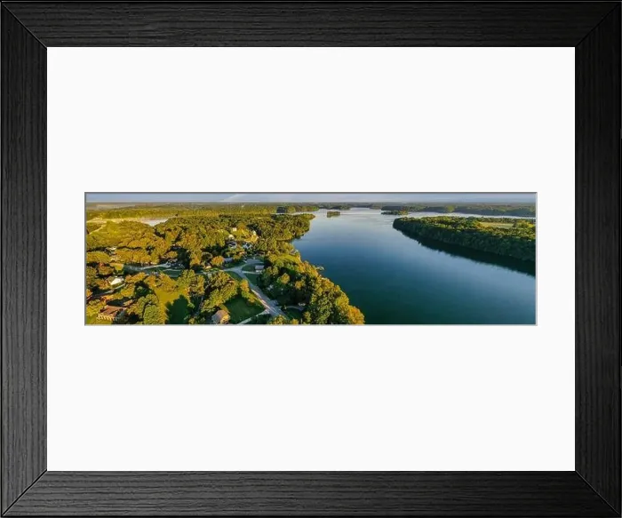 Framed Print : Aerial panorama view of lakefront and lake view homes Framed Print : Aerial panorama view of lakefront and lake view homes