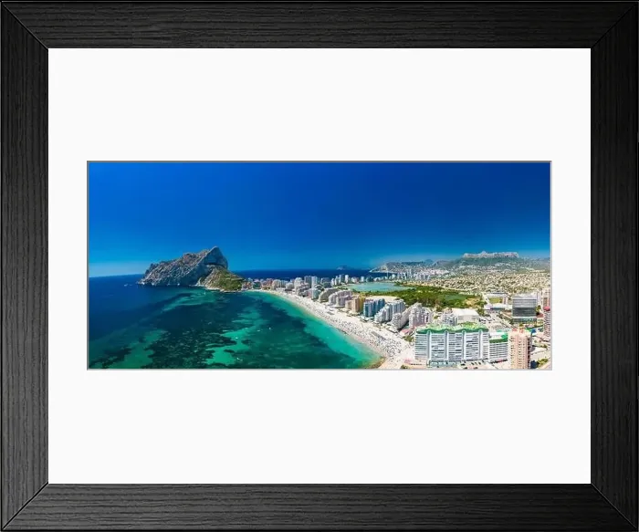Framed Print : Colorful Mediterranean beach. Mountain Penyal d'Ifach. Calpe beach, Spain Framed Print : Colorful Mediterranean beach. Mountain Penyal d'Ifach. Calpe beach, Spain