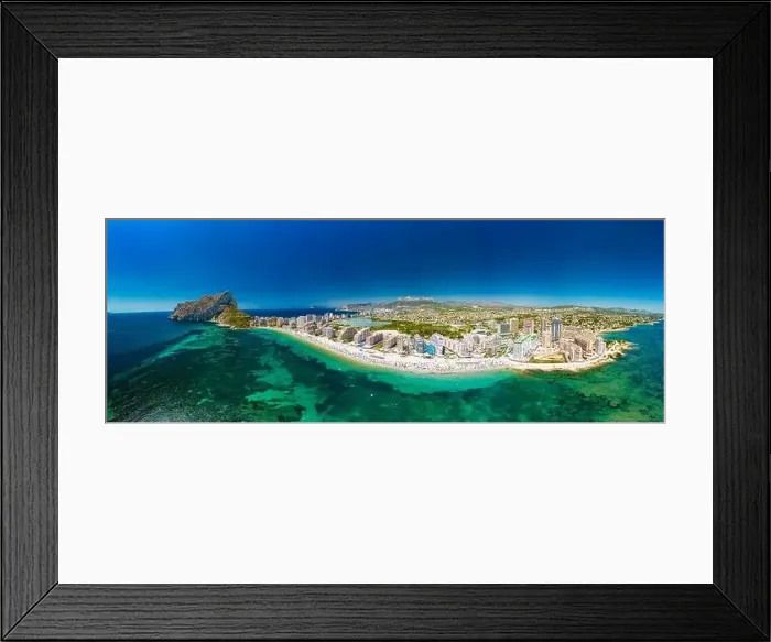 Framed Print : Colorful Mediterranean beach. Mountain Penyal d'Ifach. Calpe beach, Spain Framed Print : Colorful Mediterranean beach. Mountain Penyal d'Ifach. Calpe beach, Spain