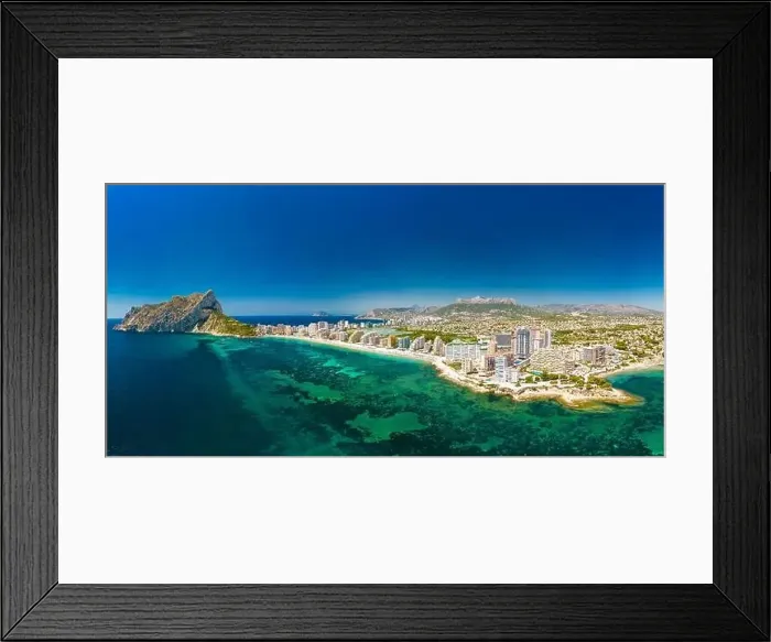 Framed Print : Colorful Mediterranean beach. Mountain Penyal d'Ifach. Calpe beach, Spain Framed Print : Colorful Mediterranean beach. Mountain Penyal d'Ifach. Calpe beach, Spain