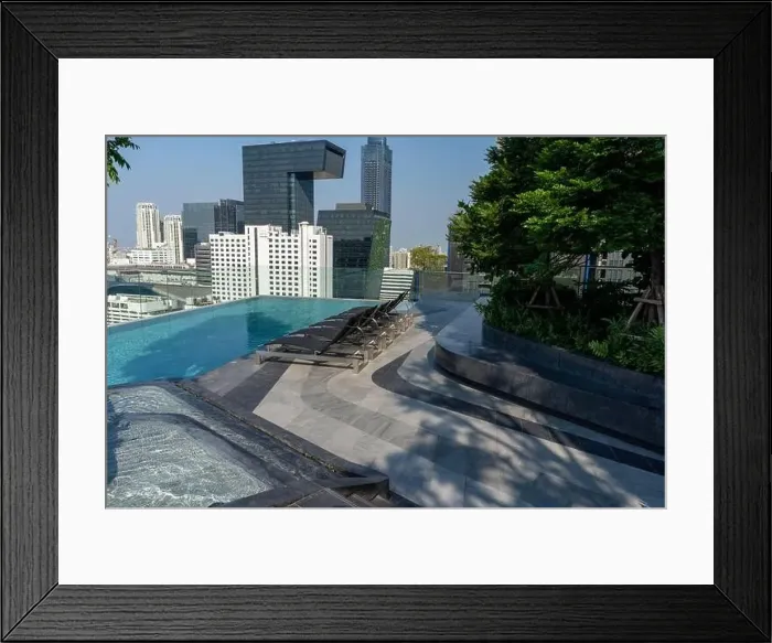 Framed Print : Swimming Pool on roof top of Condominium or Swimming of Hotel Coastline