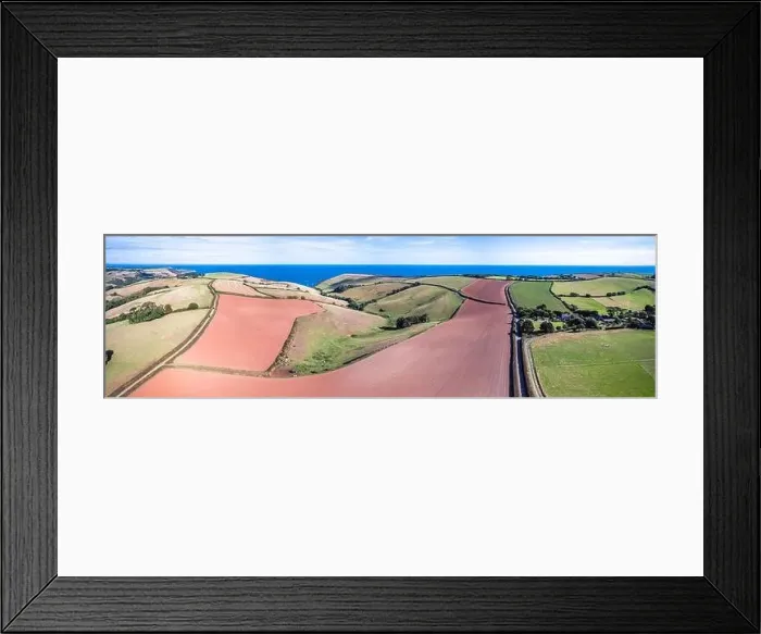 Framed Print : Top Down Fields and farmlands from a drone, Devon, England, Europe Framed Print : Top Down Fields and farmlands from a drone, Devon, England, Europe