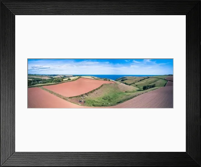 Framed Print : Top Down Fields and farmlands from a drone, Devon, England, Europe Framed Print : Top Down Fields and farmlands from a drone, Devon, England, Europe