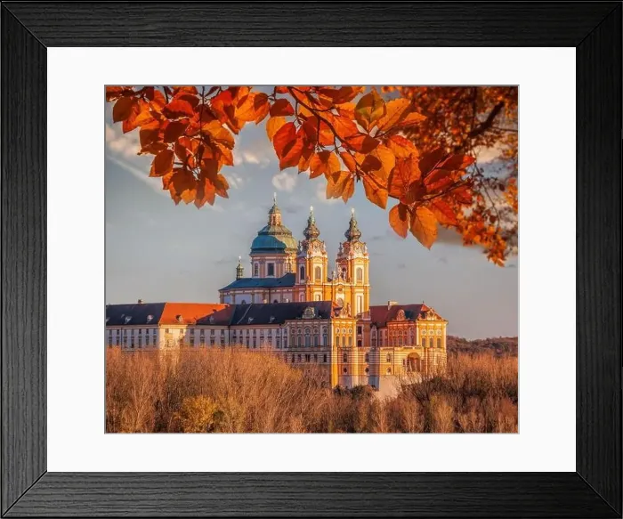 Framed Print : Melk abbey during autumn in Wachau valley, Melk, Austria, UNESCO Framed Print : Melk abbey during autumn in Wachau valley, Melk, Austria, UNESCO
