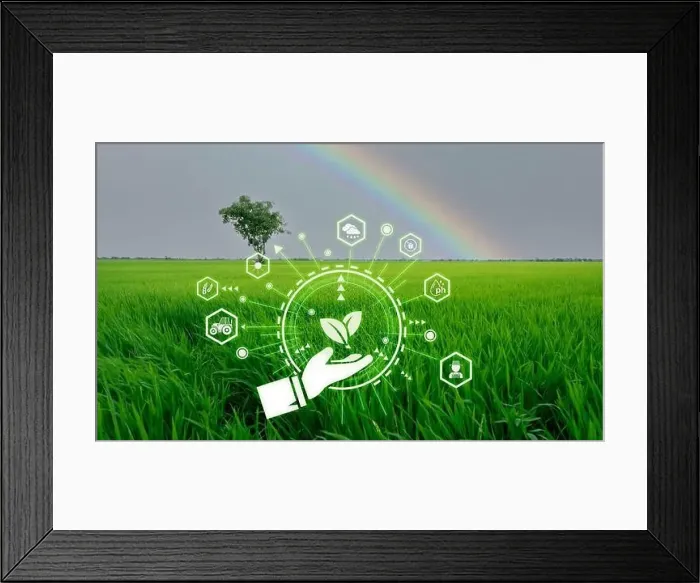Framed Print : Smart agriculture with modern technology concept Framed Print : Smart agriculture with modern technology concept