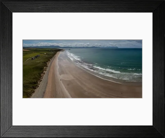Framed Print : A panorama aerial view of the endless golden sand beach in Ballybunion on the west coast of Ireland Framed Print : A panorama aerial view of the endless golden sand beach in Ballybunion on the west coast of Ireland