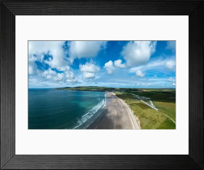 Framed Print : A panorama aerial view of the endless golden sand beach in Ballybunion on the west coast of Ireland Framed Print : A panorama aerial view of the endless golden sand beach in Ballybunion on the west coast of Ireland