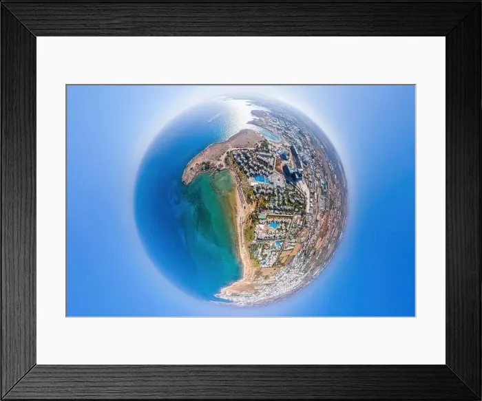 Framed Print : Planet Napa. Spherical aerial panorama of Ayia Napa. Famagusta District, Cyprus Framed Print : Planet Napa. Spherical aerial panorama of Ayia Napa. Famagusta District, Cyprus