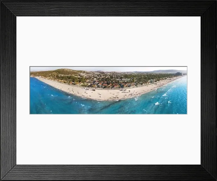 Framed Print : Izmir, Turkey - August 17, 2022: Aerial panoramic drone photo of the Ilica beach in summer Cesme Izmir Turkey Framed Print : Izmir, Turkey - August 17, 2022: Aerial panoramic drone photo of the Ilica beach in summer Cesme Izmir Turkey