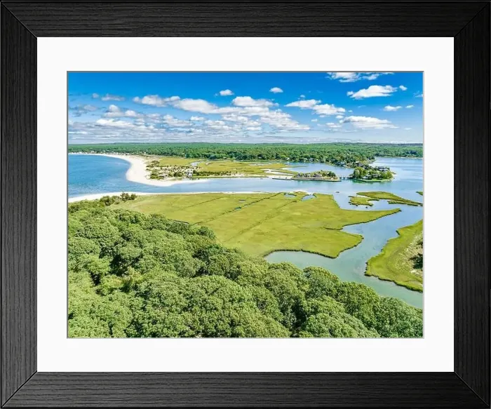 Framed Print : aerial view of Conscience Point National Wildlife Refuge and towd point Framed Print : aerial view of Conscience Point National Wildlife Refuge and towd point