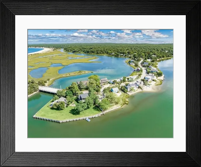 Framed Print : Aerail view of Towd point road and davis creek Framed Print : Aerail view of Towd point road and davis creek