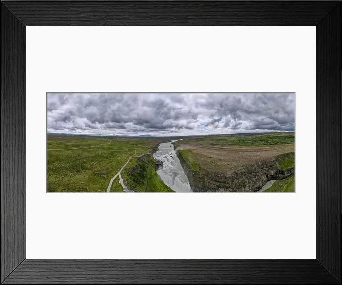 Framed Print : Drone view at Gullfoss waterfall on Iceland Framed Print : Drone view at Gullfoss waterfall on Iceland