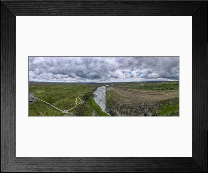 Framed Print : Drone view at Gullfoss waterfall on Iceland Framed Print : Drone view at Gullfoss waterfall on Iceland