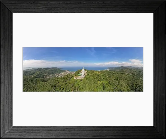 Framed Print : Aerial view Panorama Big buddha statue on top of the mountain in phuket Framed Print : Aerial view Panorama Big buddha statue on top of the mountain in phuket