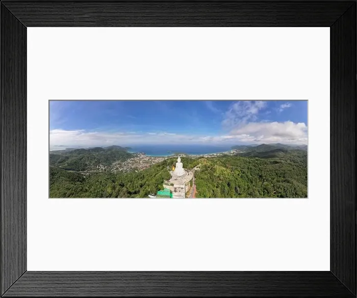 Framed Print : Aerial view Panorama Big buddha statue on top of the mountain in phuket