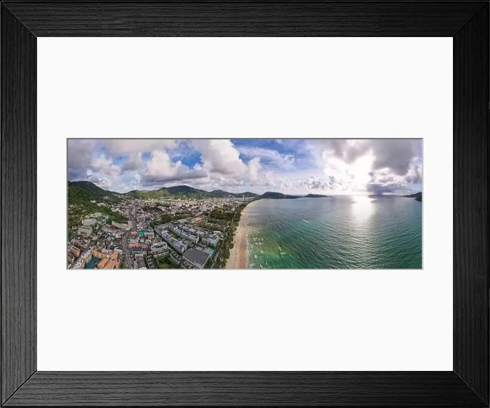 Framed Print : Aerial view panorama of amazing beach with people relax on the beach Framed Print : Aerial view panorama of amazing beach with people relax on the beach