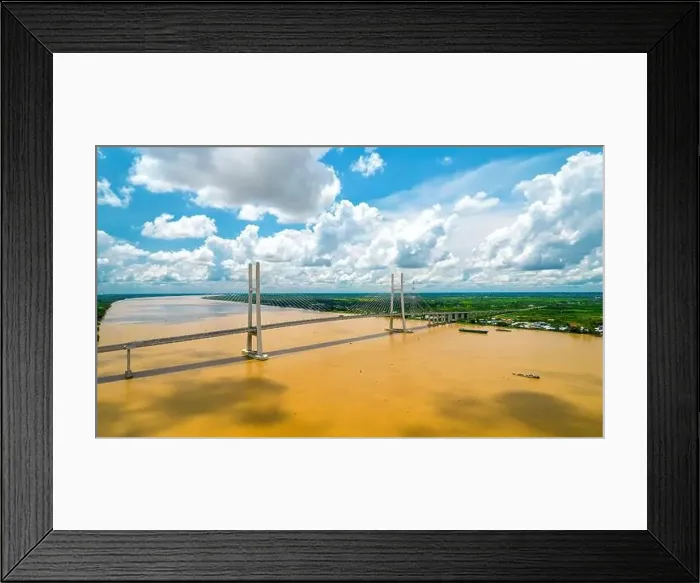 Framed Print : Cao Lanh bridge, Cao Lanh city, Vietnam, aerial view. Cao Lanh bridge is famous bridge in mekong delta, Vietnam Framed Print : Cao Lanh bridge, Cao Lanh city, Vietnam, aerial view. Cao Lanh bridge is famous bridge in mekong delta, Vietnam
