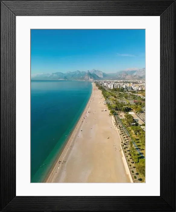 Framed Print : Aerial drone photo of Antalya Konyaalti beach and cliffs Framed Print : Aerial drone photo of Antalya Konyaalti beach and cliffs