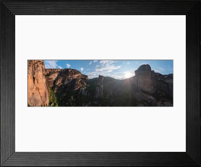Framed Print : Meteora Greece rock formations at sunrise panorama. Monasteries built on top of rocks. UNESCO Heritage, Europe Framed Print : Meteora Greece rock formations at sunrise panorama. Monasteries built on top of rocks. UNESCO Heritage, Europe