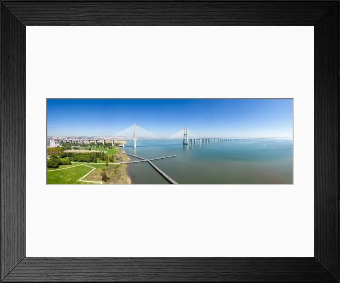 Framed Print : Aerial footage Vasco da Gama bridge at Park of The Nations in Lisbon (Parque das Nações) Framed Print : Aerial footage Vasco da Gama bridge at Park of The Nations in Lisbon (Parque das Nações)