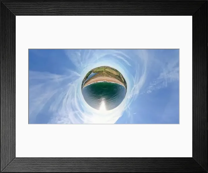 Framed Print : A tiny planet aerial view of the magnificent beach at Slapton Sands in Devon, UK Framed Print : A tiny planet aerial view of the magnificent beach at Slapton Sands in Devon, UK
