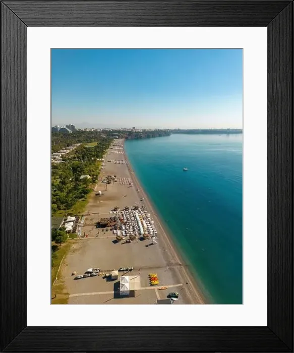 Framed Print : Aerial drone photo of Antalya Konyaalti beach and cliffs Framed Print : Aerial drone photo of Antalya Konyaalti beach and cliffs