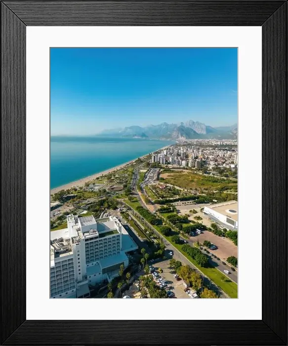 Framed Print : Aerial drone photo of Antalya Konyaalti beach and cliffs Framed Print : Aerial drone photo of Antalya Konyaalti beach and cliffs