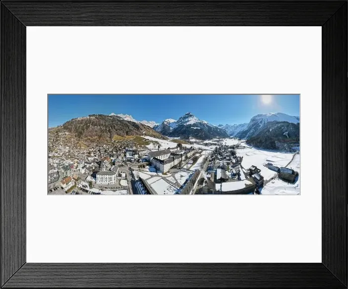 Framed Print : Drone view at the village of Engelberg on the Swiss alps Framed Print : Drone view at the village of Engelberg on the Swiss alps