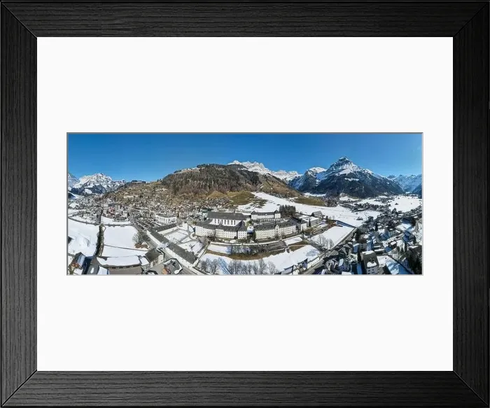 Framed Print : Drone view at the village of Engelberg on the Swiss alps Framed Print : Drone view at the village of Engelberg on the Swiss alps