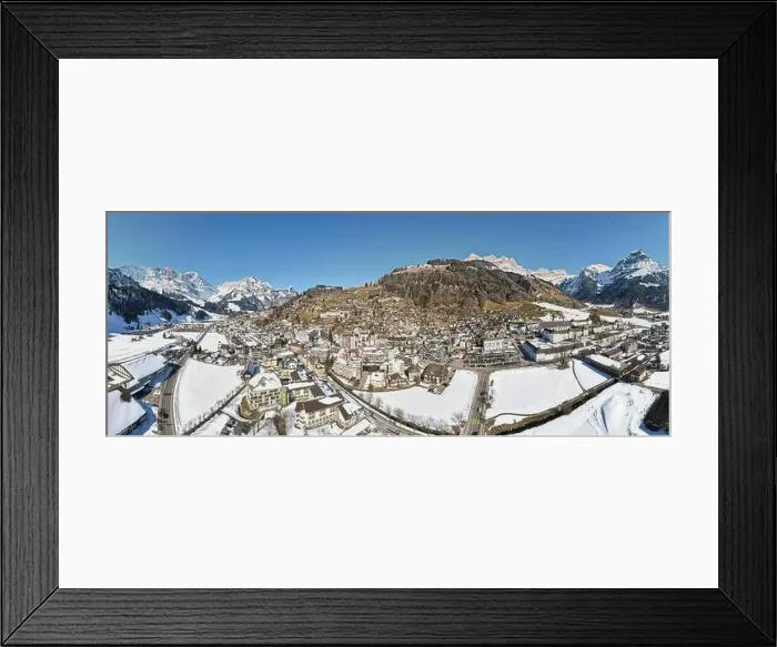 Framed Print : Drone view at the village of Engelberg on the Swiss alps Framed Print : Drone view at the village of Engelberg on the Swiss alps