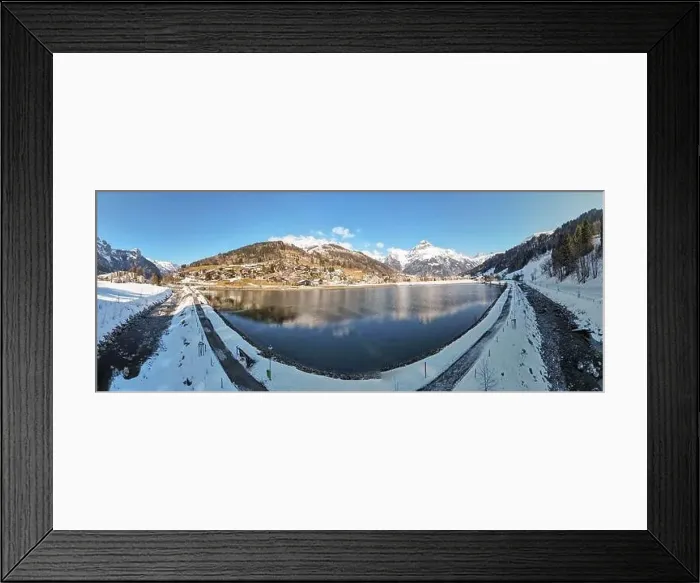 Framed Print : Drone view at the village of Engelberg on the Swiss alps Framed Print : Drone view at the village of Engelberg on the Swiss alps