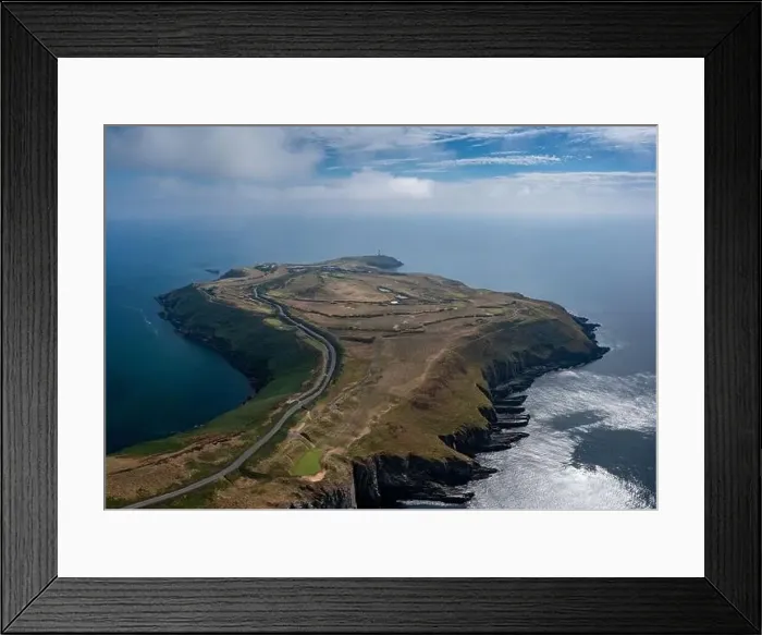 Framed Print : An aerial view of the Old Head of Kinsale in County Cork of western Ireland Framed Print : An aerial view of the Old Head of Kinsale in County Cork of western Ireland