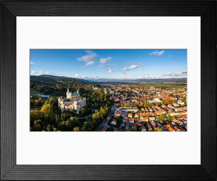 Framed Print : Bojnice, Slovakia - 26 September, 2022: panorama view of Bojnice village and the historic fairy tale castle in Slovakia Framed Print : Bojnice, Slovakia - 26 September, 2022: panorama view of Bojnice village and the historic fairy tale castle in Slovakia