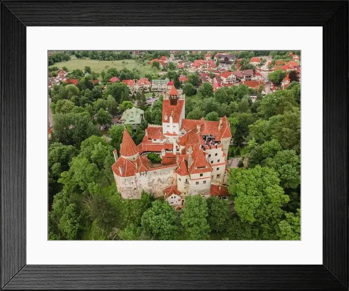 Framed Print : Aerial photography over Bran castle in Brasov Framed Print : Aerial photography over Bran castle in Brasov