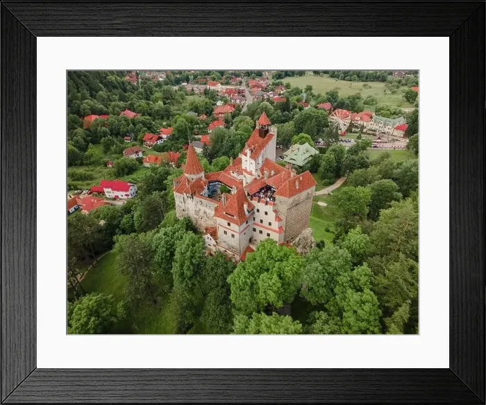 Framed Print : Aerial photography over Bran castle in Brasov Framed Print : Aerial photography over Bran castle in Brasov