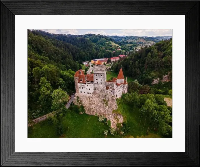 Framed Print : Aerial photography over Bran castle in Brasov Framed Print : Aerial photography over Bran castle in Brasov