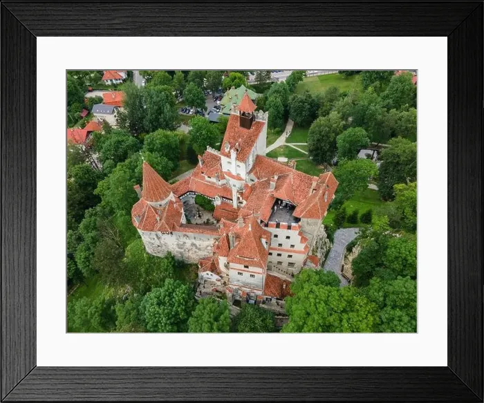 Framed Print : Aerial photography over Bran castle in Brasov Framed Print : Aerial photography over Bran castle in Brasov