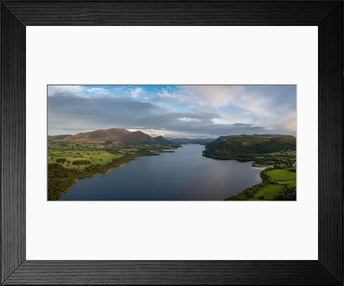 Framed Print : An aerial view of Bassenthwaite Lake in the English Lake District in warm eveing light Framed Print : An aerial view of Bassenthwaite Lake in the English Lake District in warm eveing light