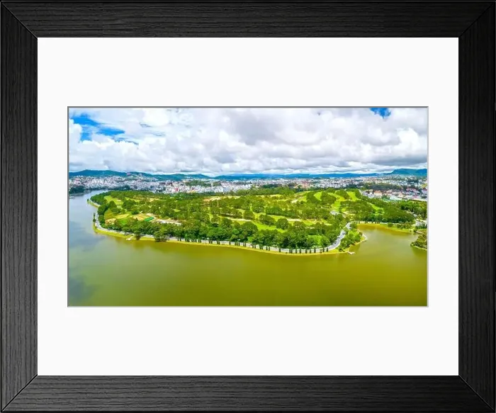 Framed Print : Aerial view of Da Lat city beautiful tourism destination in central highlands Vietnam Framed Print : Aerial view of Da Lat city beautiful tourism destination in central highlands Vietnam