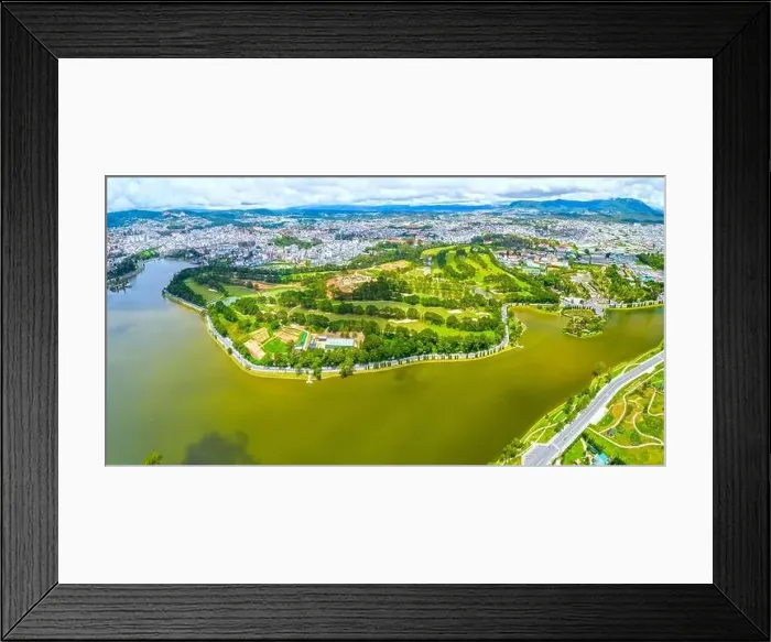 Framed Print : Aerial view of Da Lat city beautiful tourism destination in central highlands Vietnam Framed Print : Aerial view of Da Lat city beautiful tourism destination in central highlands Vietnam
