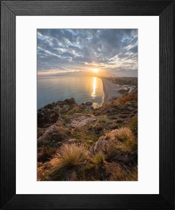 Framed Print : Antalya Beach and Taurus Mountains at sunset. Antalya, Turkey Framed Print : Antalya Beach and Taurus Mountains at sunset. Antalya, Turkey